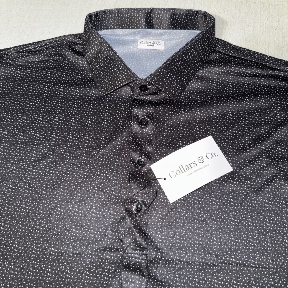 Collars and Co Golf Polo Black Geometric AOP Size 3XL Preppy NWT